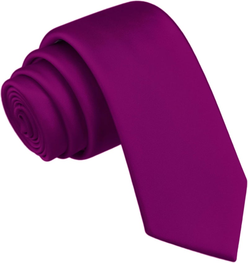 Branduce 2.4"（6cm） Mens Solid Skinny Satin Tie Pure Color Slim Necktie for Business and Wedding - Image 1